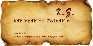 Kárpáti Zoltán névjegykártya